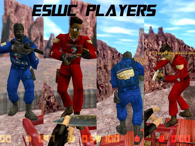 Набор красных и синих моделей игроков ESWC